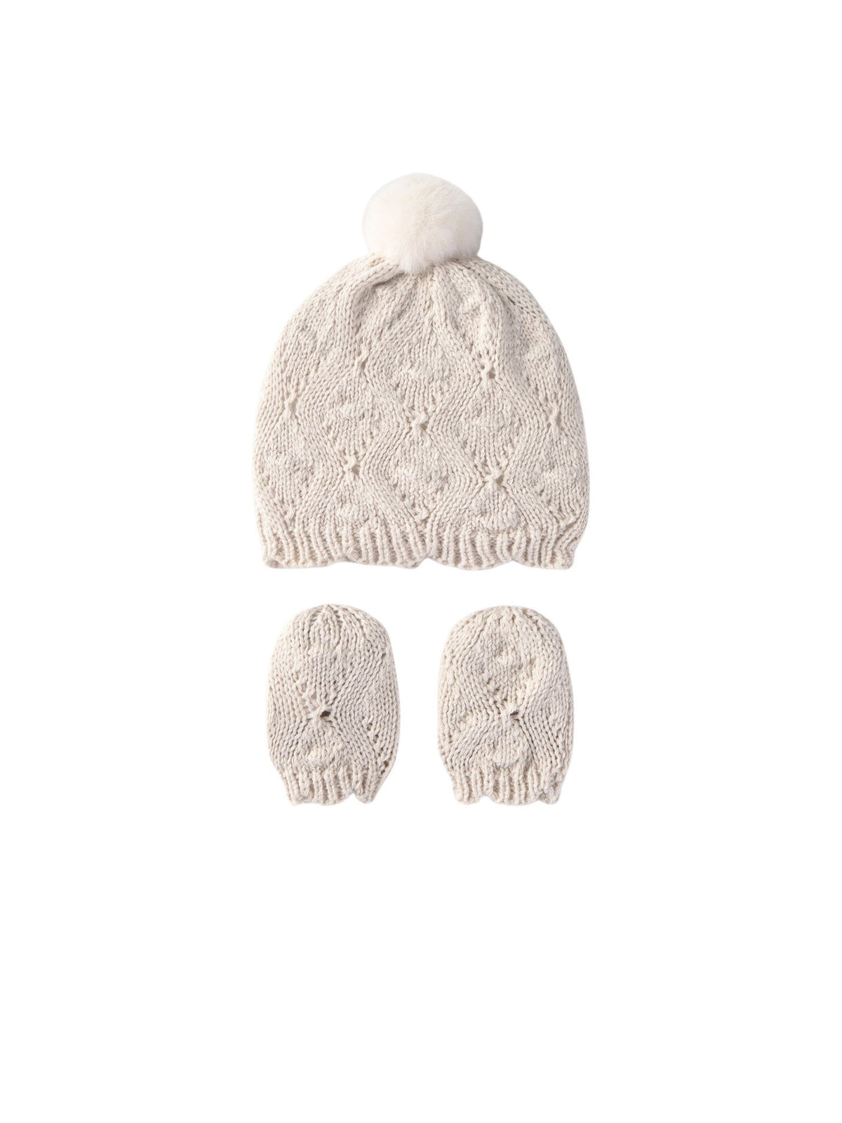 Conj.gorro e luvas Milk vig (Creme / Pérola)  para Bebé Menina - Mayoral