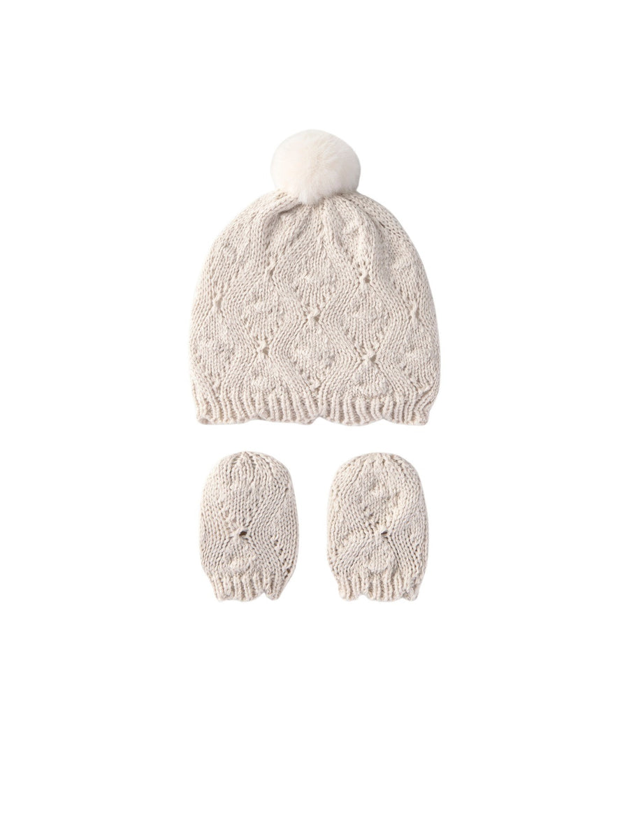 Conj.gorro e luvas Milk vig (Creme / Pérola)  para Bebé Menina - Mayoral