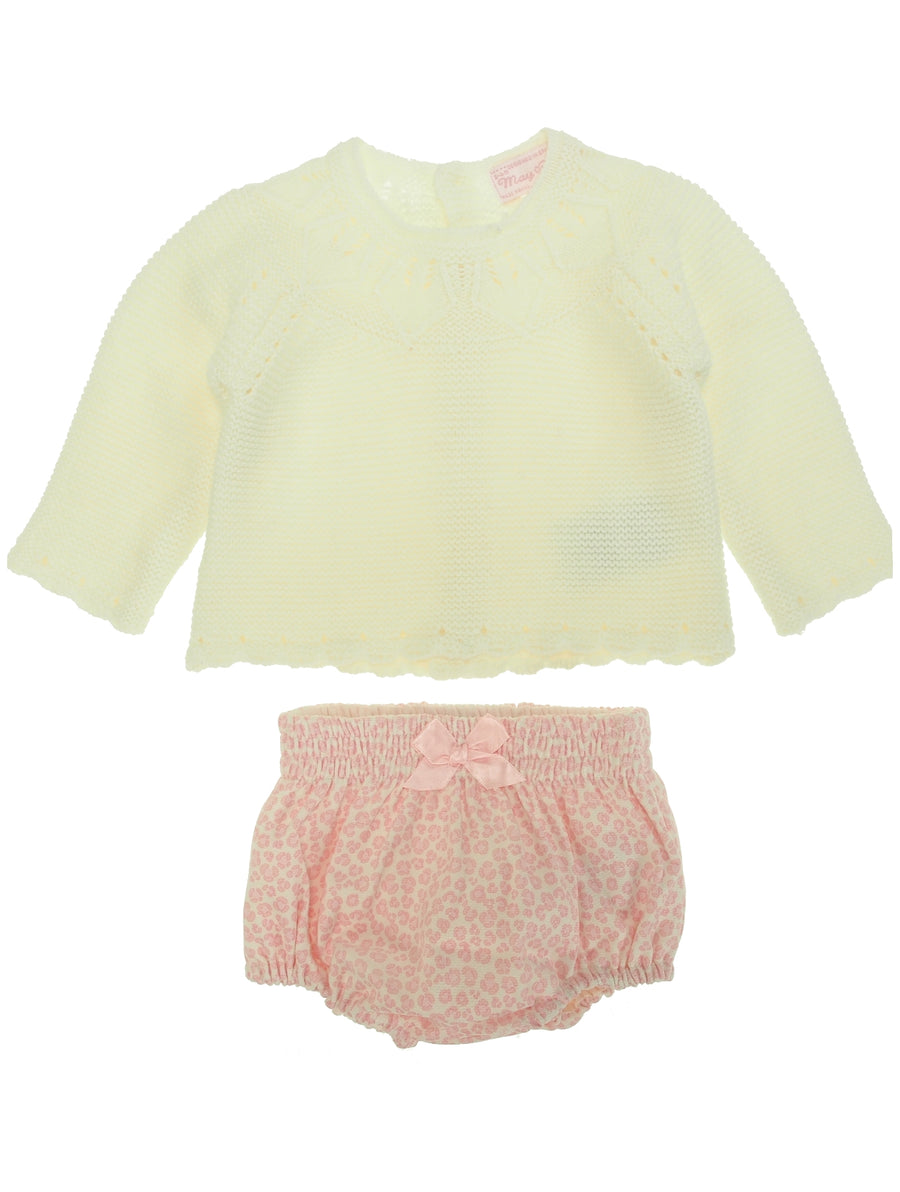 Conj. calça e jersey Crú (Creme / Pérola)  para Bebé Menina - Mayoral