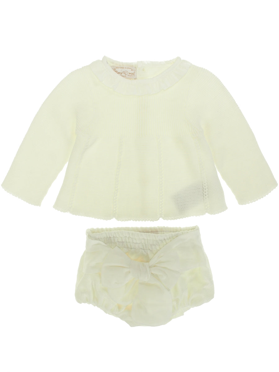 Conj. calça e jersey Crú (Creme / Pérola)  para Bebé Menina - Mayoral