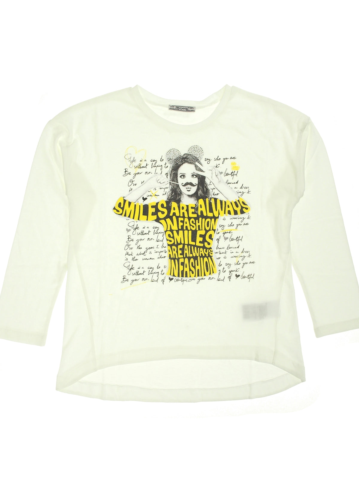 T-shirt Manga Comprida  (Creme / Pérola)  para Menina - Mayoral
