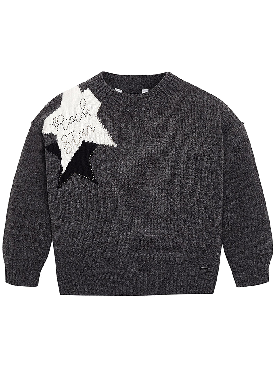 Jersey intarsia Chumbo vig (Cinza)  para Menina - Mayoral