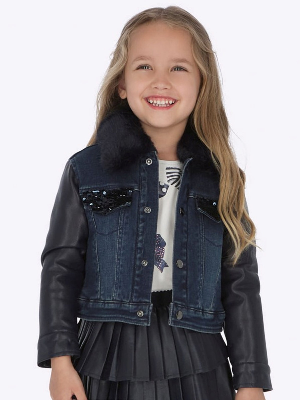 Blusão combinado Azul ganga (Ganga)  para Menina - Mayoral