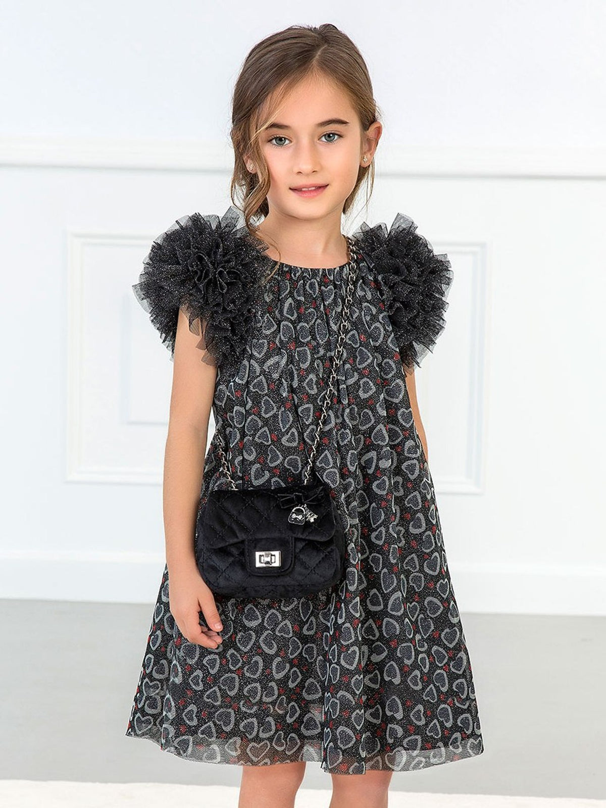 Vestido tule fantasia estamp. Preto      (Preto)  para Menina - Abel & Lula