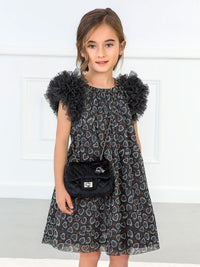 Vestido tule fantasia estamp. Preto      (Preto)  para Menina - Abel & Lula