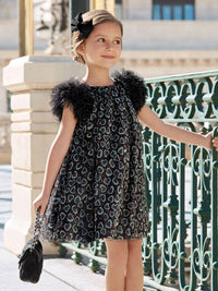 Vestido tule fantasia estamp. Preto      (Preto)  para Menina - Abel & Lula