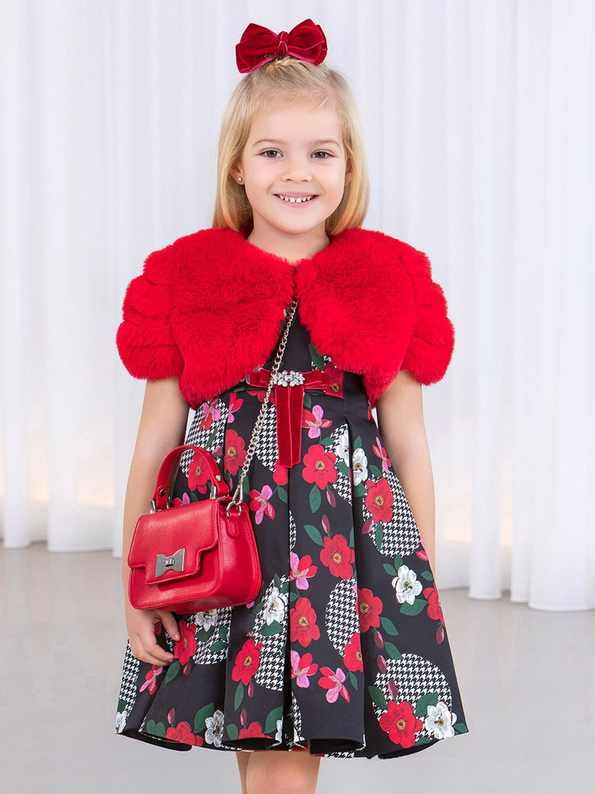 Bolero de pelo                Vermelho   (Vermelho)  para Menina - Abel & Lula