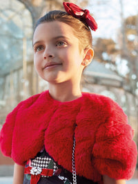 Bolero de pelo                Vermelho   (Vermelho)  para Menina - Abel & Lula