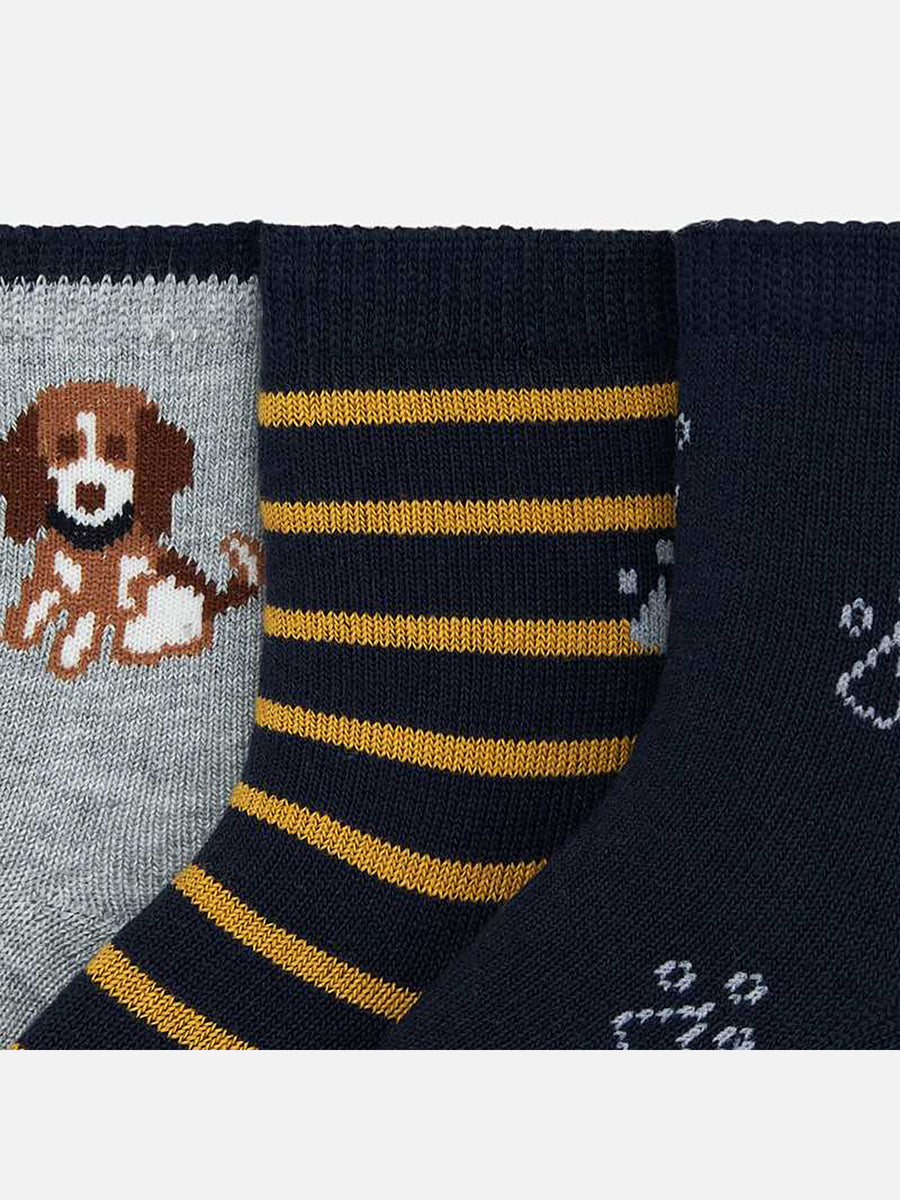 Set 3 soquetes "beagle" Milho      (Amarelo Ocre)  para Bebé Menino - Mayoral