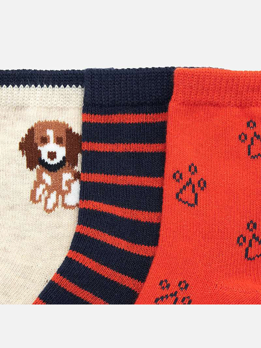 Set 3 soquetes "beagle" Cabaça     (Laranja)  para Bebé Menino - Mayoral