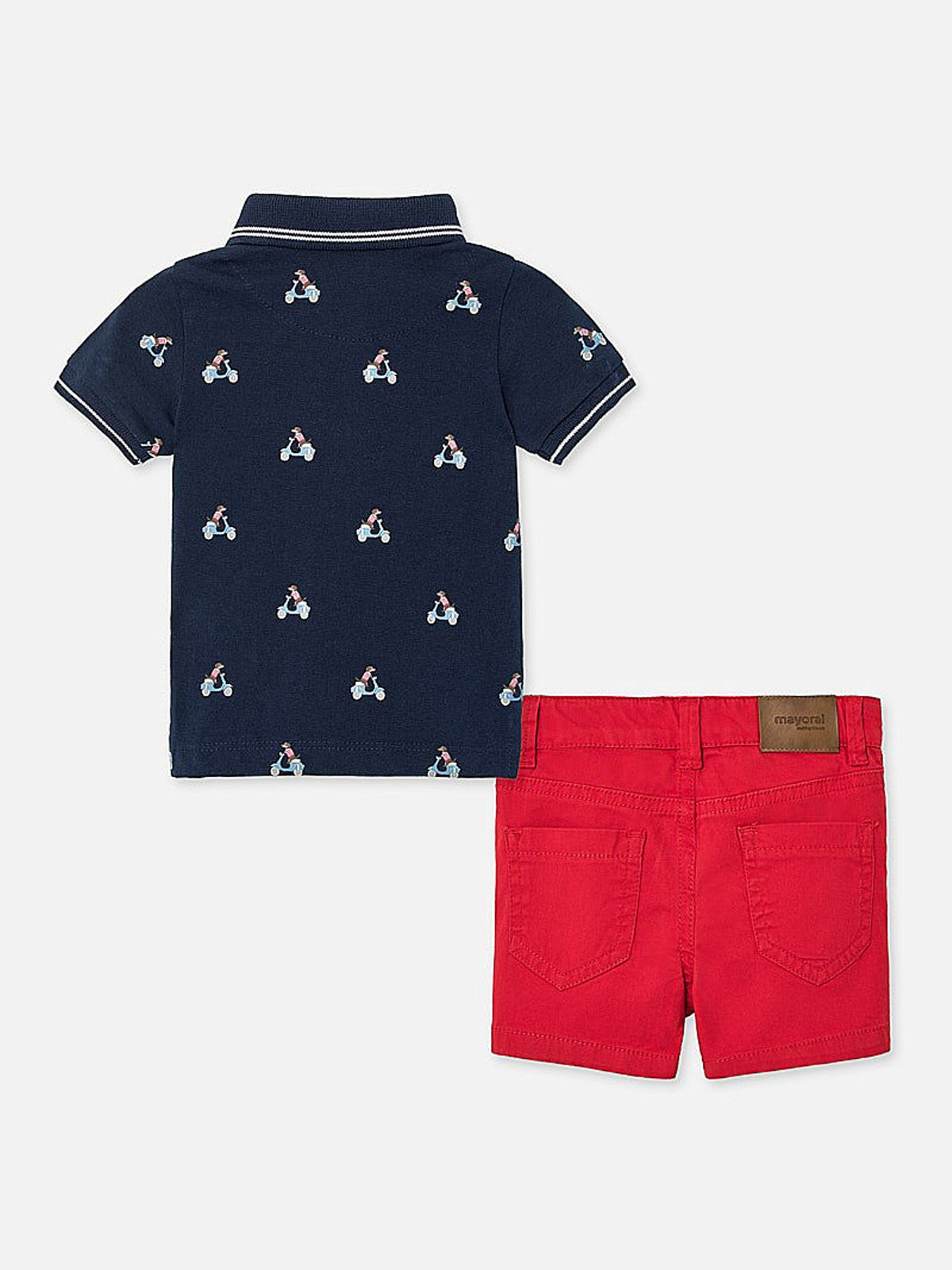 Conj.bermuda/polo estampado Hibisco    (Vermelho)  para Bebé Menino - Mayoral