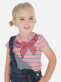 T-shirt riscas lenço Vermelho   (Vermelho)  para Menina - Mayoral