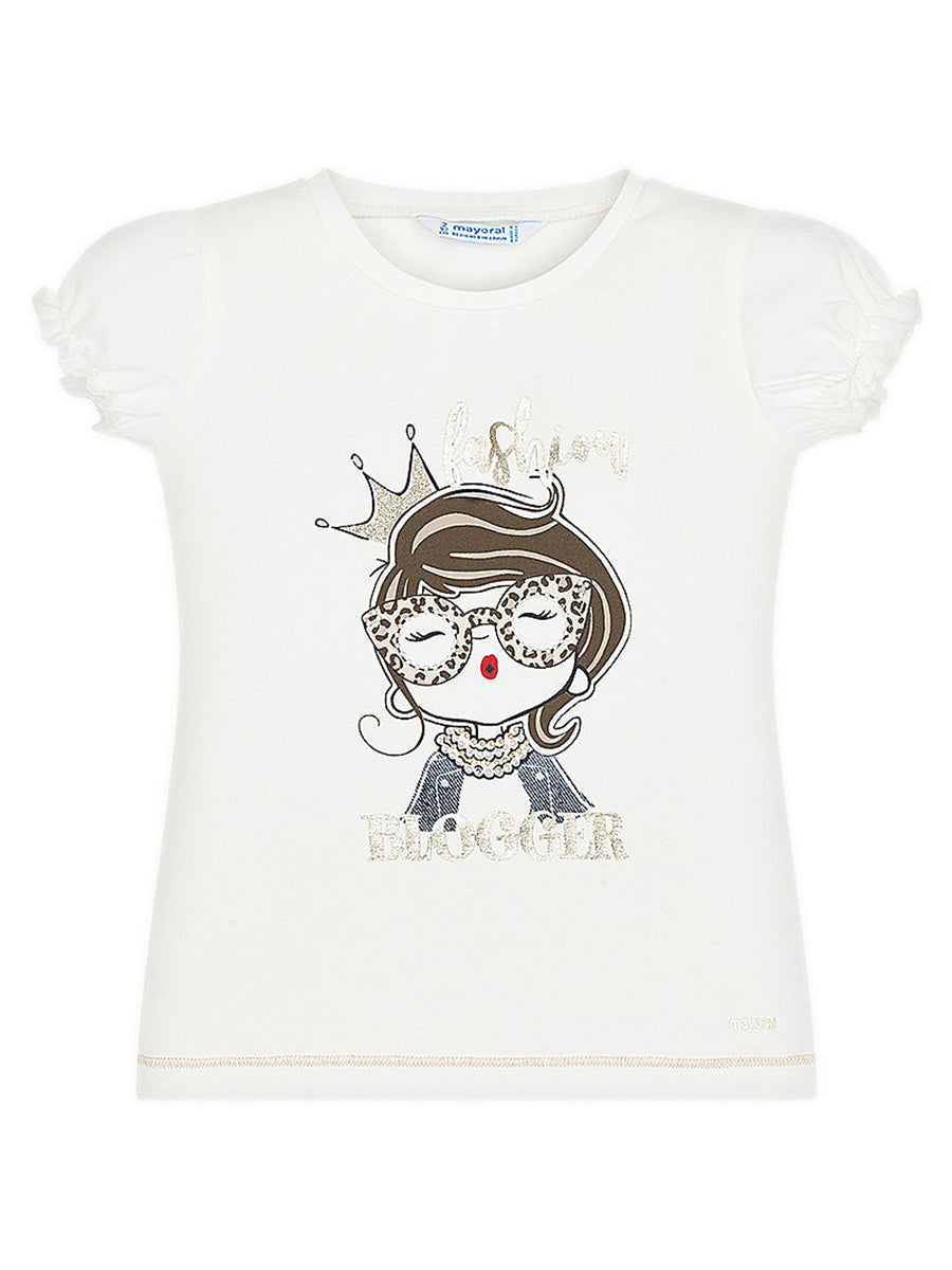 Camiseta m/curta boneca Crú        (Creme / Pérola)  para Menina - Mayoral