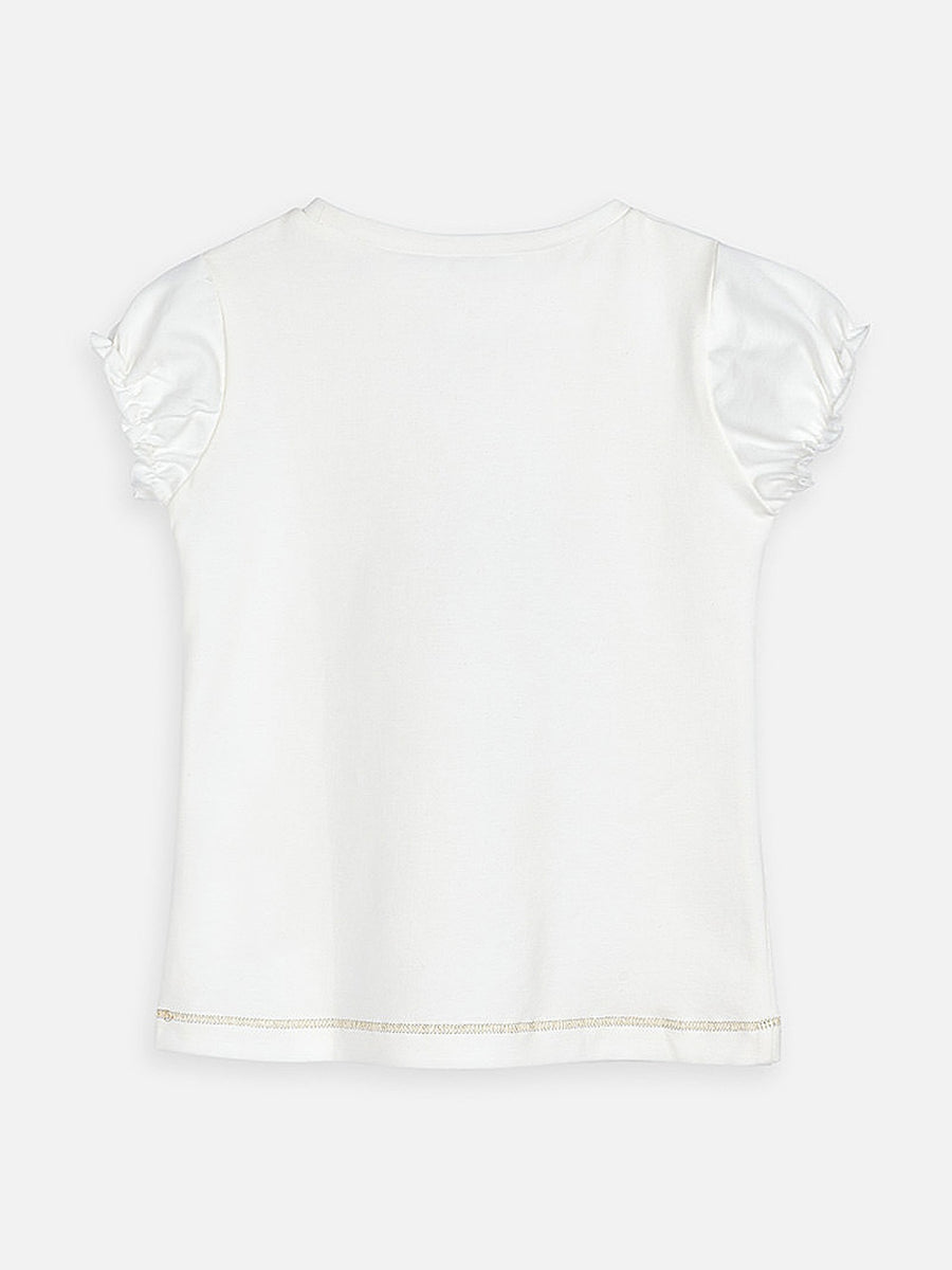 Camiseta m/curta boneca Crú        (Creme / Pérola)  para Menina - Mayoral