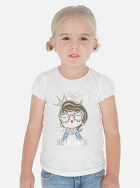 Camiseta m/curta boneca Crú        (Creme / Pérola)  para Menina - Mayoral