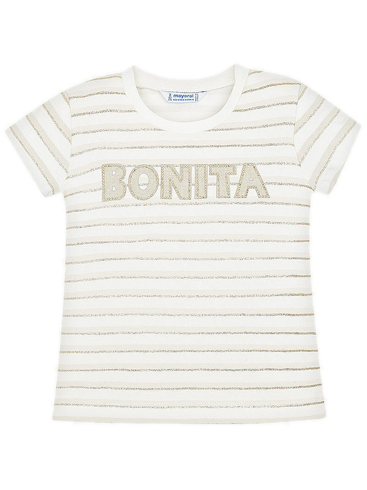 T-shirt riscas glitter Areia      (Bege)  para Menina - Mayoral