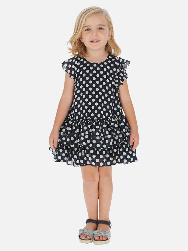Vestido folhos Marinho    (Marinho)  para Menina - Mayoral