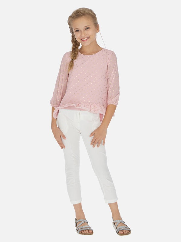 Calça saten Crú        (Creme / Pérola)  para Menina - Mayoral