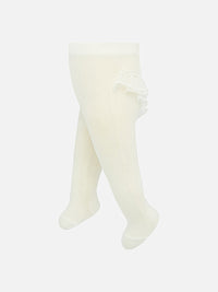 Meia calça folhos Crú        (Creme / Pérola)  para Bebé Menina - Mayoral