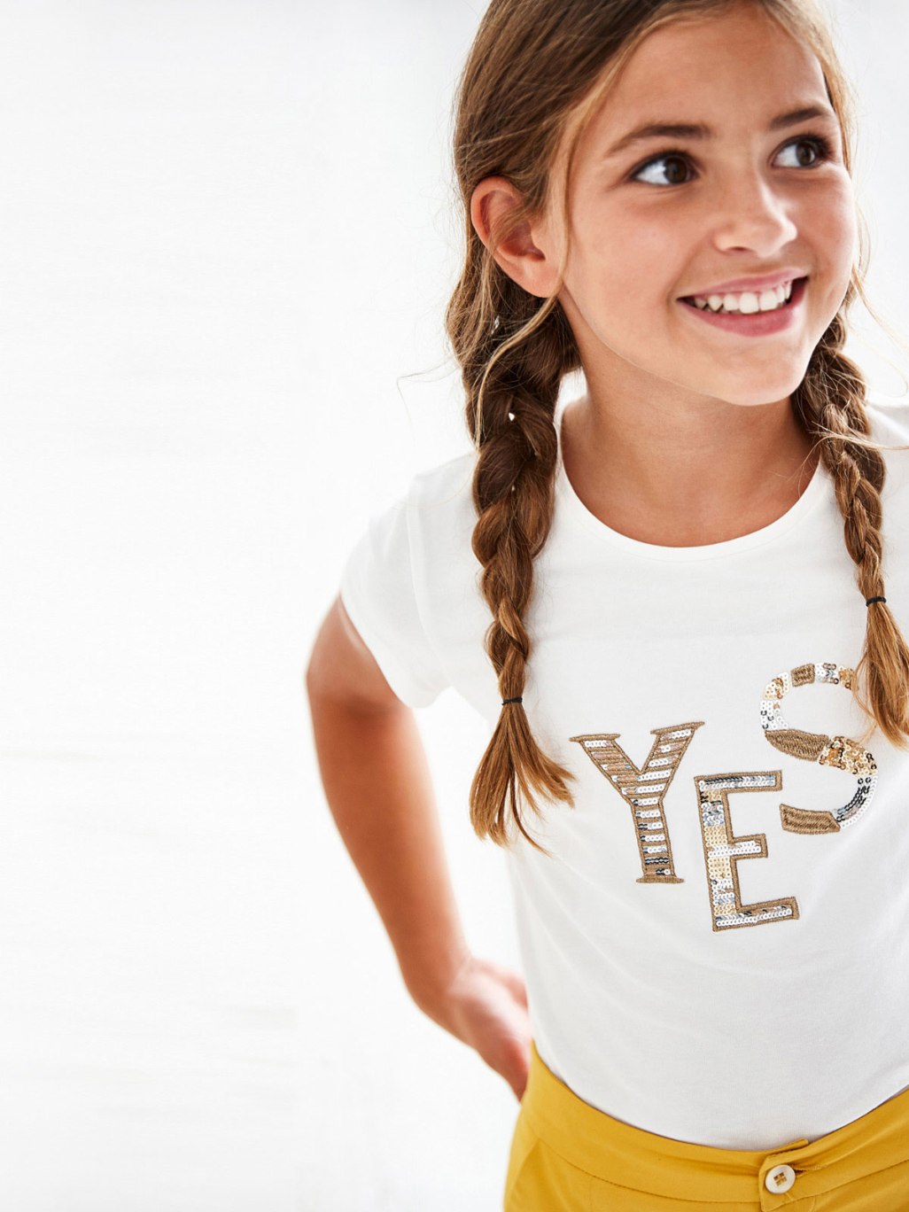 Camiseta básica Crú        (Creme / Pérola)  para Menina - Mayoral