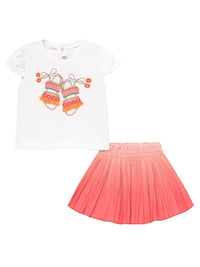 Conj. saia plissada Coral      (Vermelho)  para Bebé Menina - Mayoral