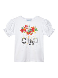T-shirt ciao Branco     (Branco)  para Menina - Mayoral