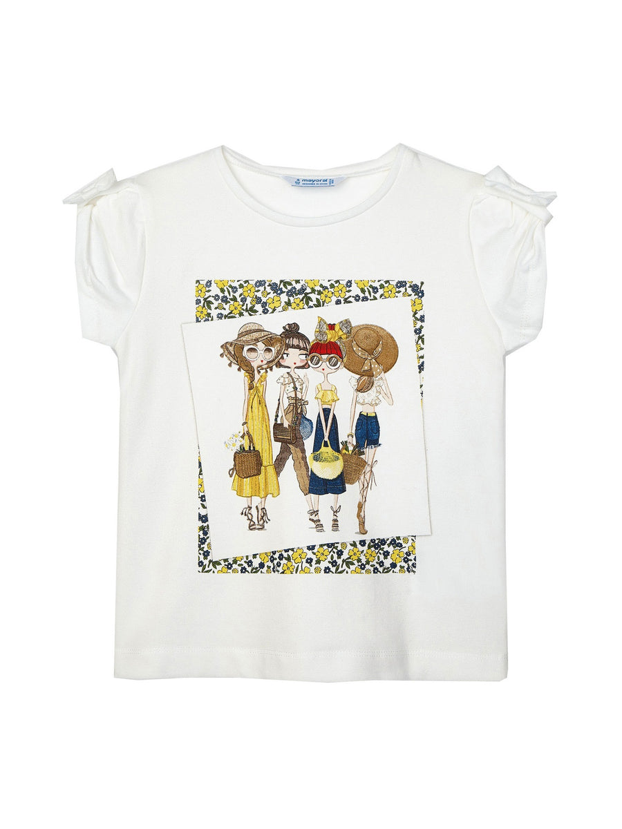 T-shirt grupo meninas Crú        (Creme / Pérola)  para Menina - Mayoral