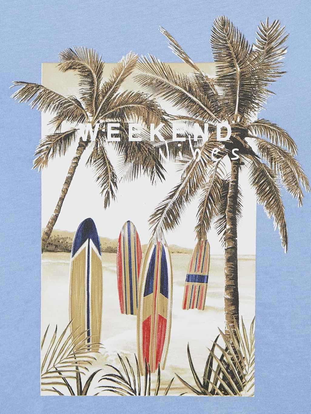 T-shirt "weekend vibes" Lavanda    (Celeste)  para Menino - Mayoral