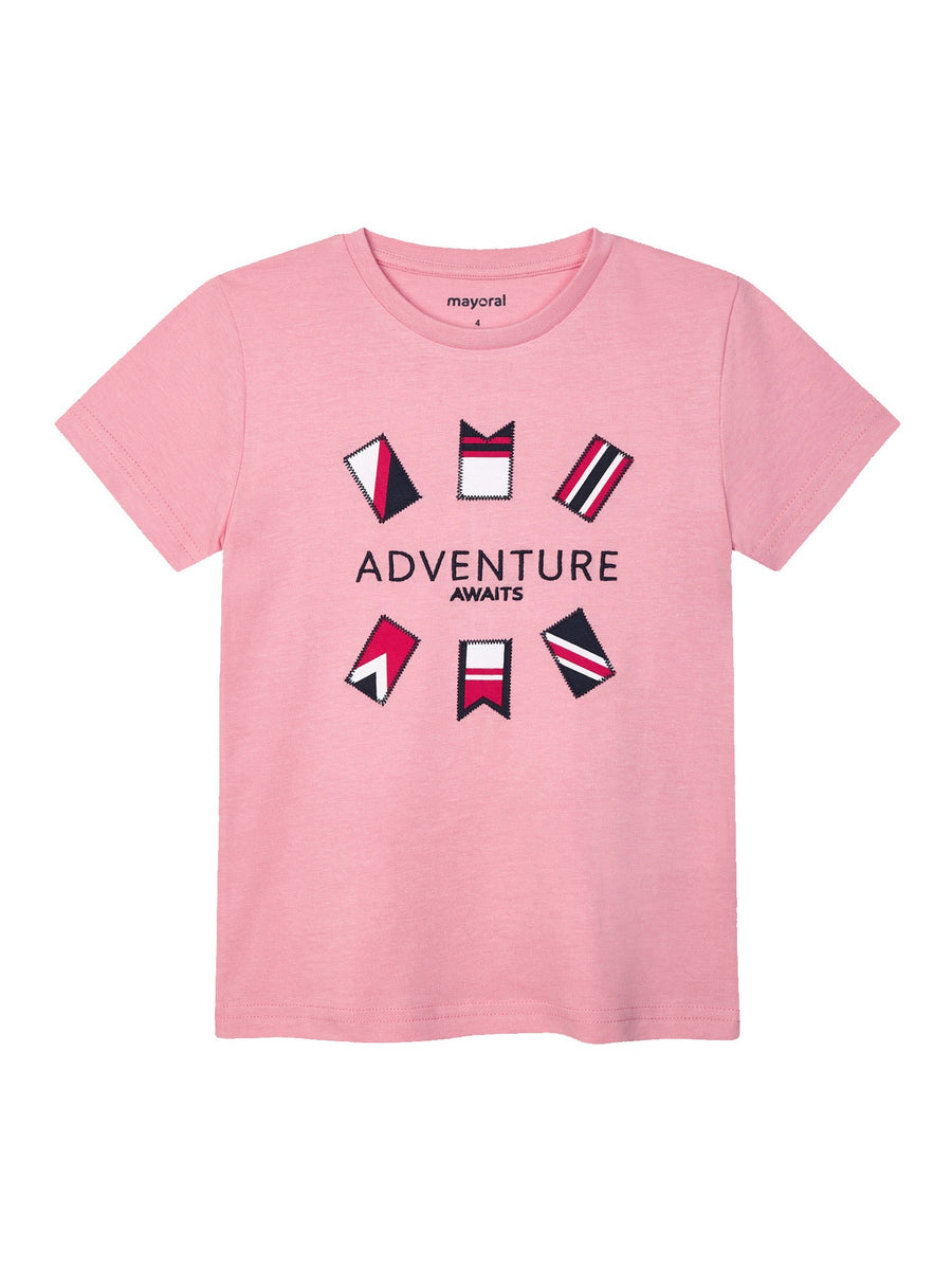 T-shirt aplicações bandeiras Flamingo   (Salmão)  para Menino - Mayoral