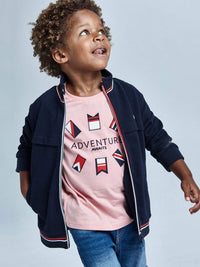 T-shirt aplicações bandeiras Flamingo   (Salmão)  para Menino - Mayoral