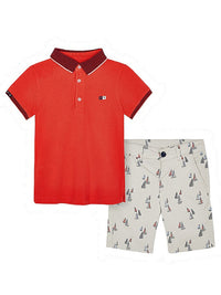 Conj. bermuda estamp.polo Tiza       (Branco)  para Menino - Mayoral