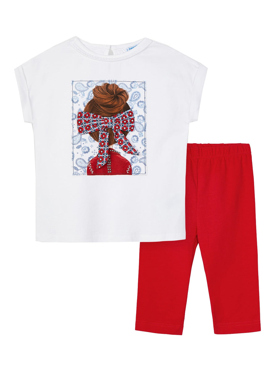 Conj. leggings boneca laço Papoila    (Vermelho)  para Menina - Mayoral