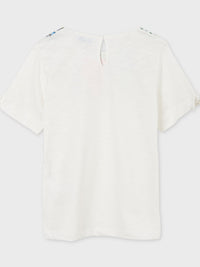 T-shirt folhas gola Crú        (Creme / Pérola)  para Menina - Mayoral