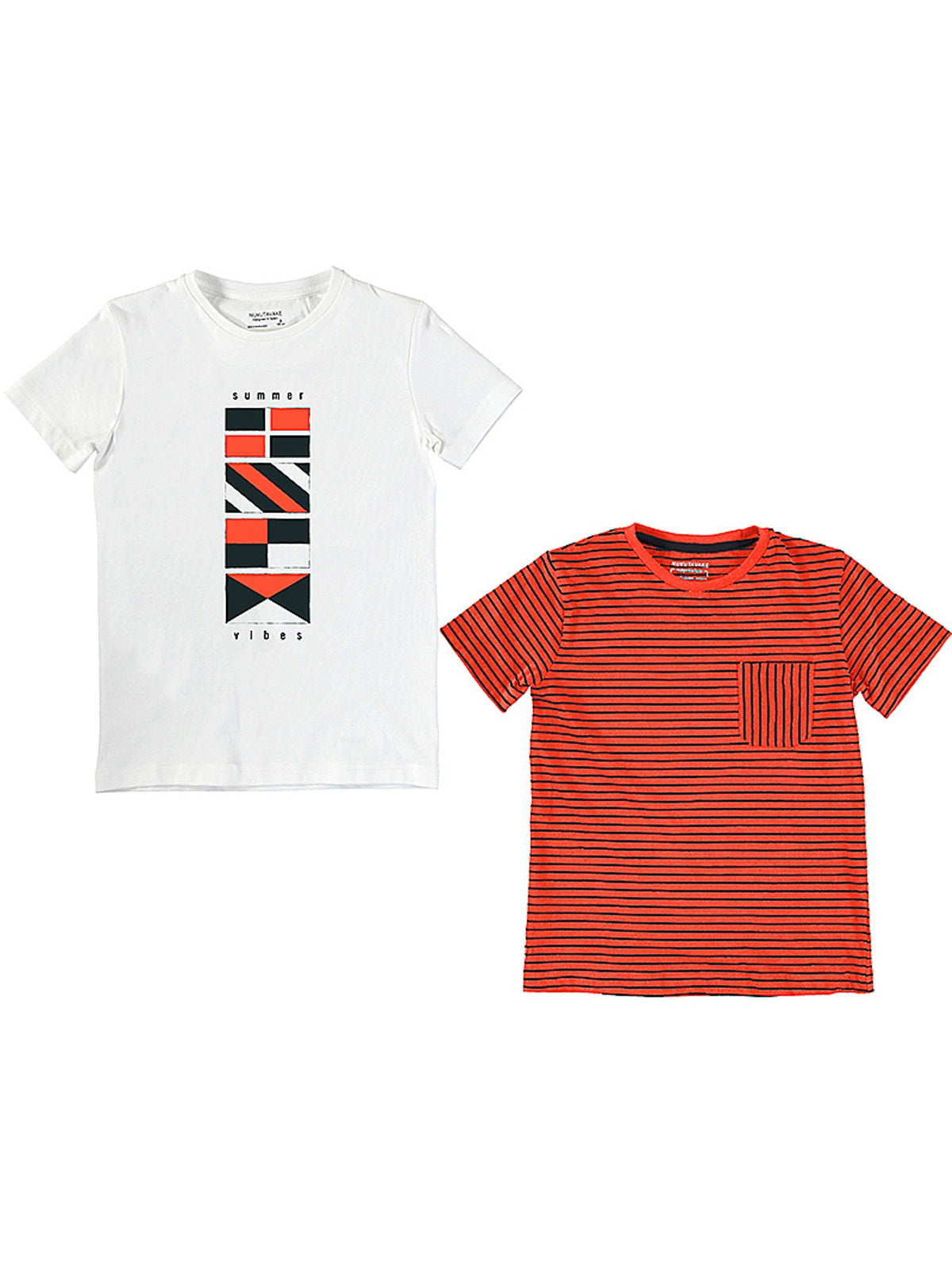 Set 2 camisetas m/curta risca Hibisco    (Vermelho)  para Menino - Mayoral