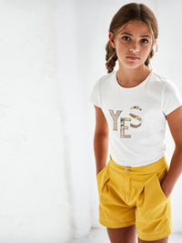 Calção saten Mostarda   (Amarelo)  para Menina - Mayoral