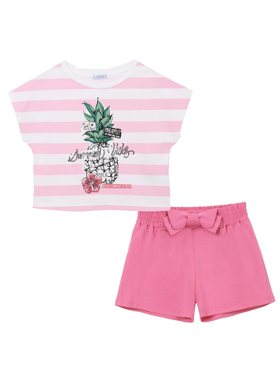 Conj. short cinta plissada Camélia    (Rosa)  para Menina - Mayoral
