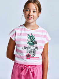 Conj. short cinta plissada Camélia    (Rosa)  para Menina - Mayoral