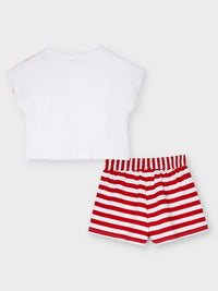 Conj. short cinta plissada Papoila    (Vermelho)  para Menina - Mayoral