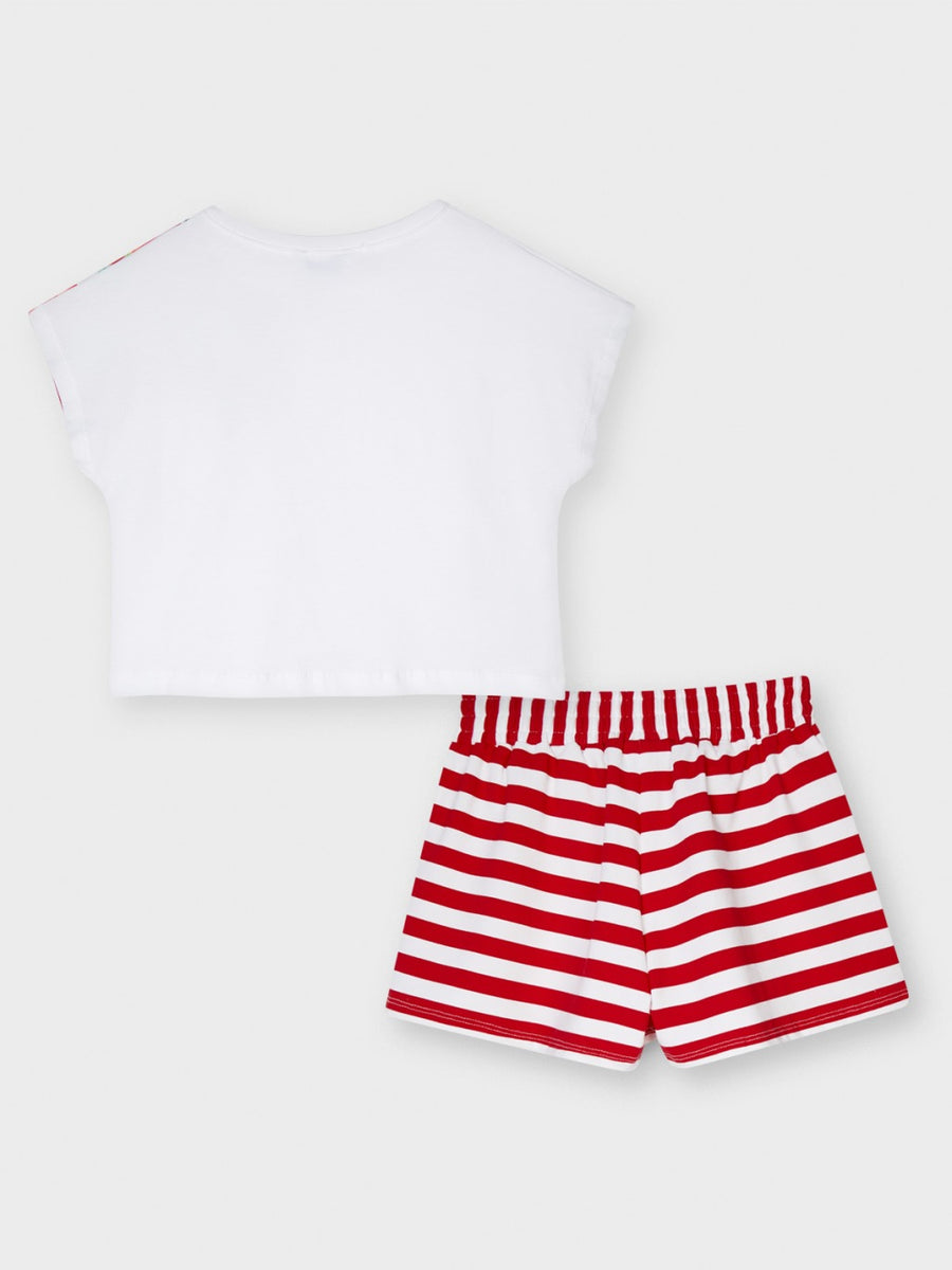 Conj. short cinta plissada Papoila    (Vermelho)  para Menina - Mayoral