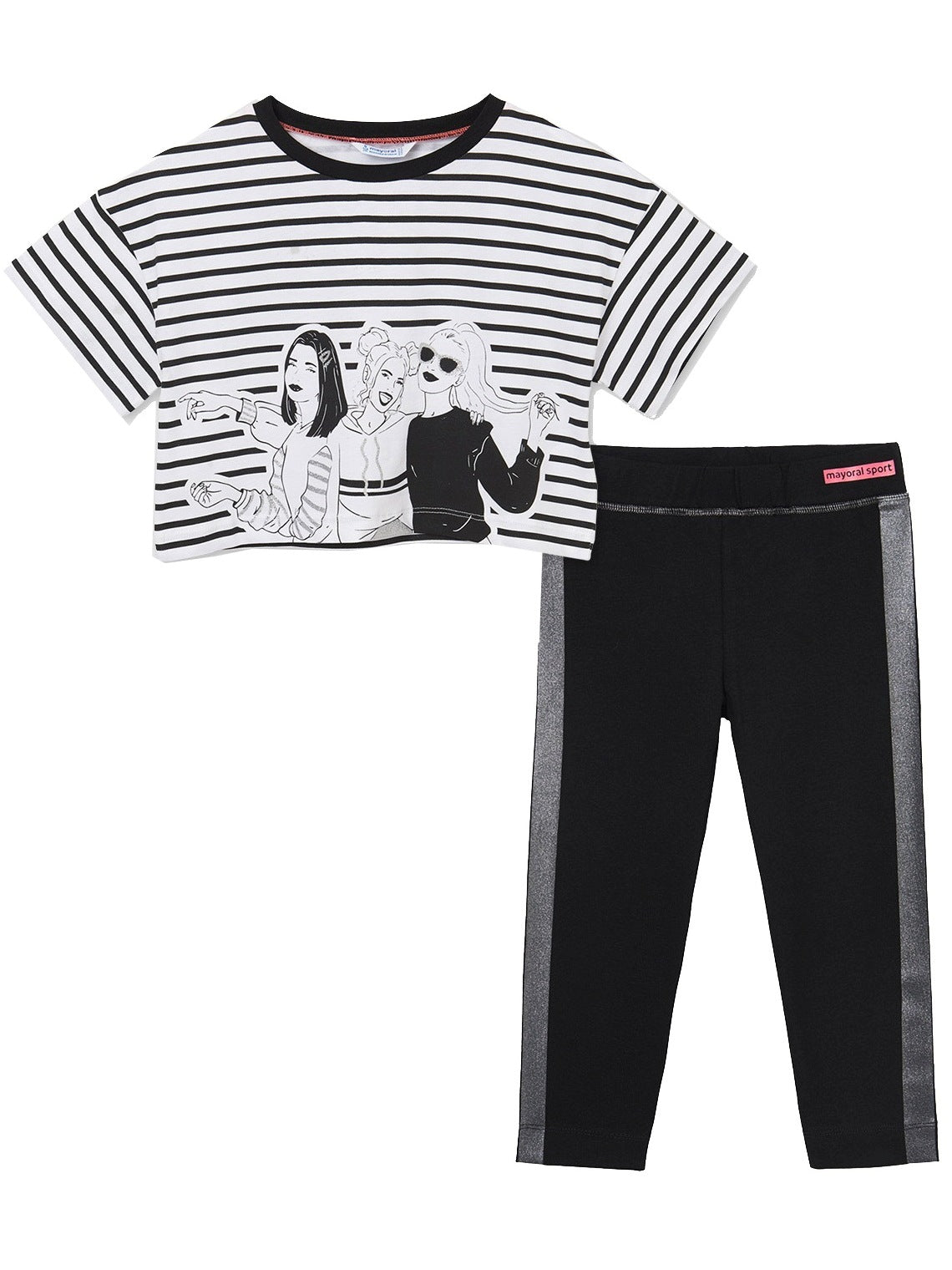 Conj. leggings riscas menina Preto      (Preto)  para Menina - Mayoral