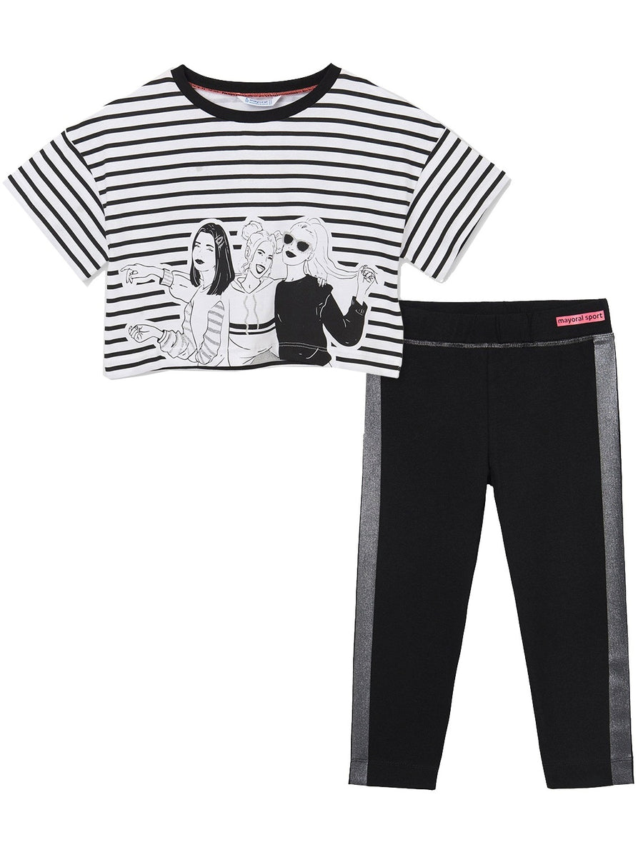 Conj. leggings riscas menina Preto      (Preto)  para Menina - Mayoral