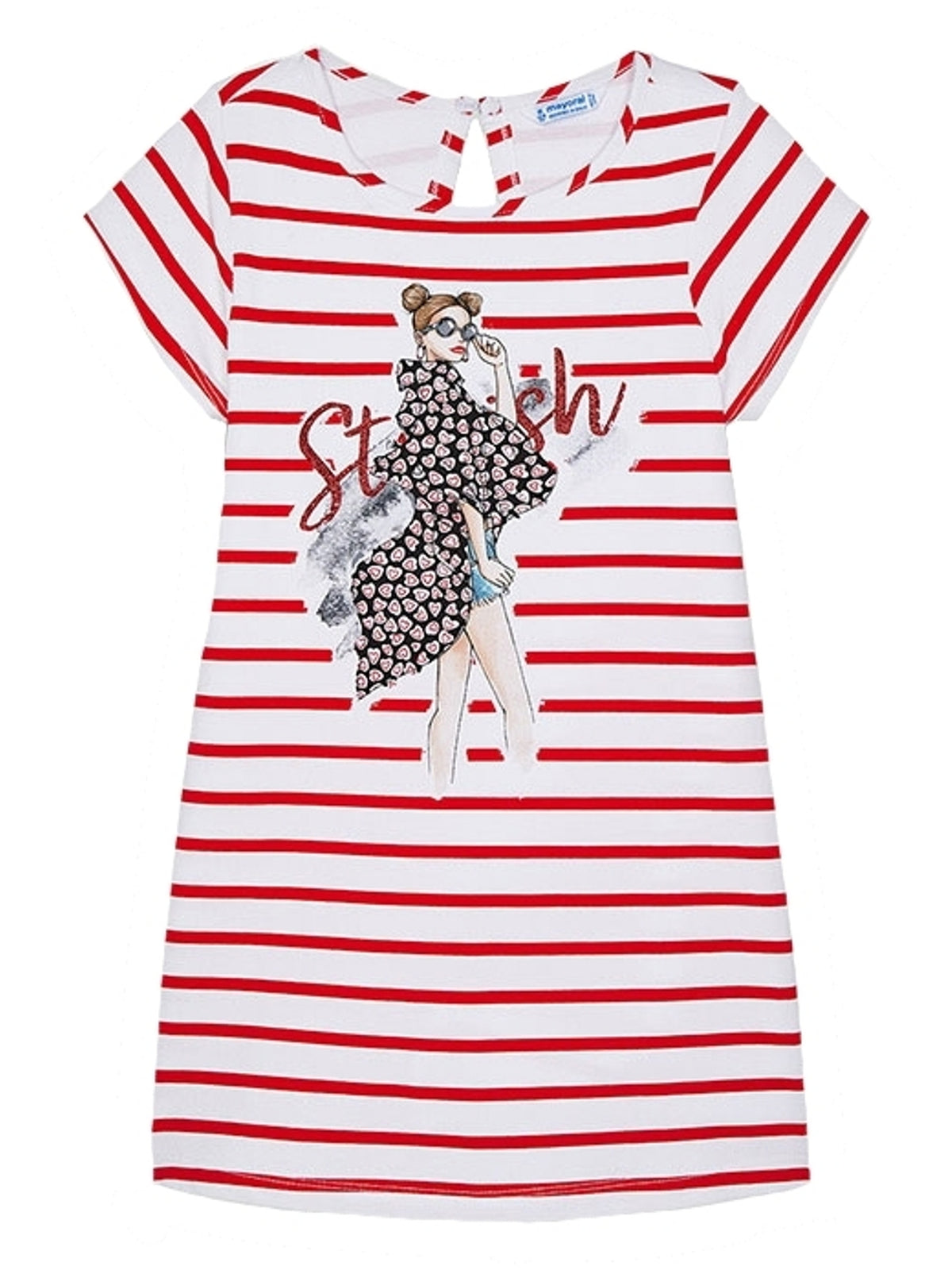 Vestido riscas bonecas Papoila    (Vermelho)  para Menina - Mayoral