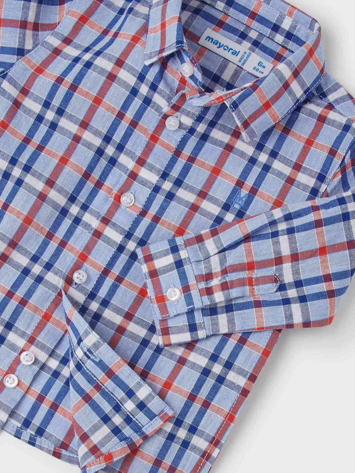 Camisa m/comp. xadrez linho Lavanda (Celeste)  para Bebé Menino - Mayoral