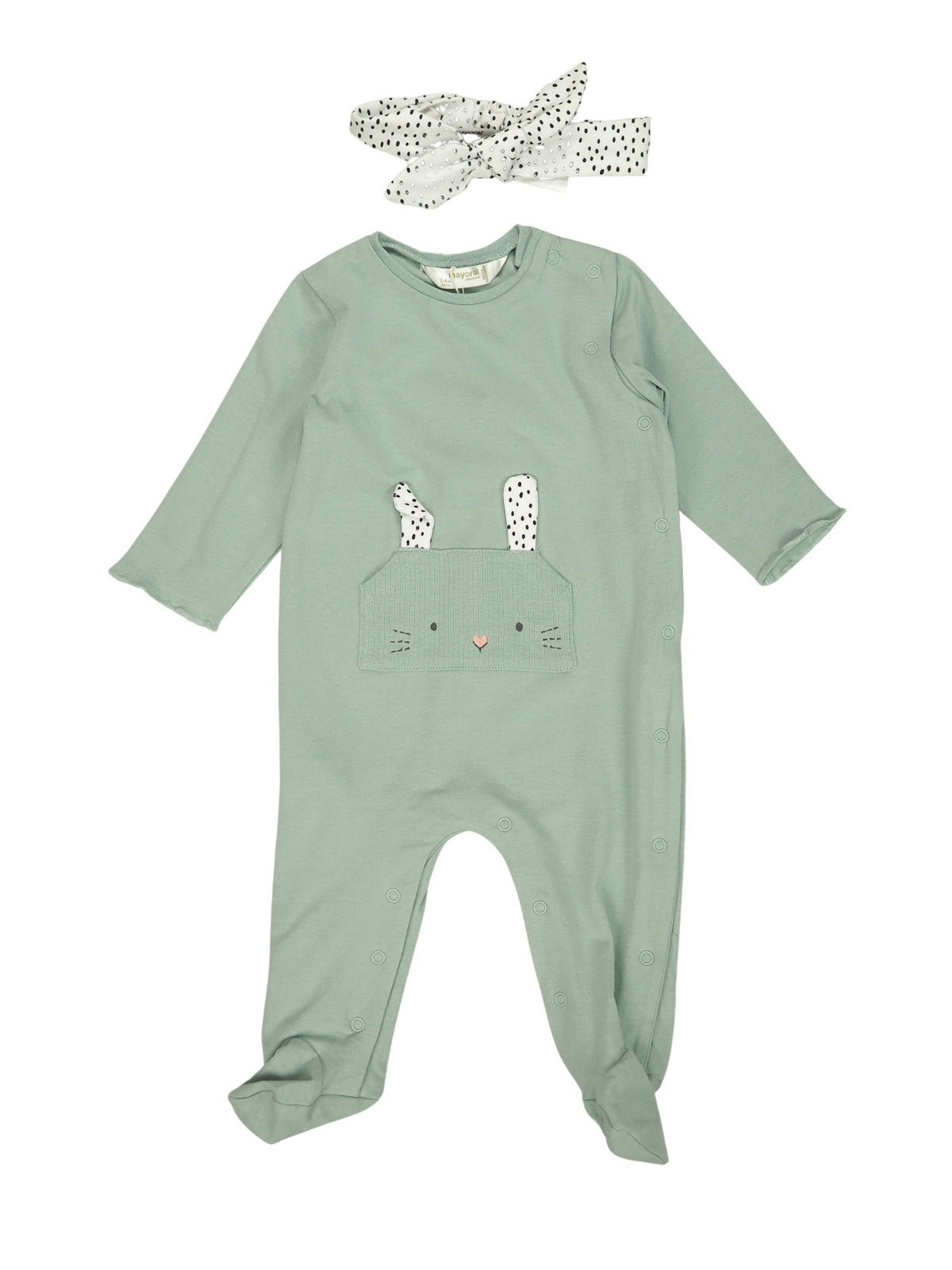 Set 2 fato bebé e bandolete Menta (Verde Água)  para Bebé Menina - Mayoral