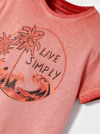 T-shirt "live simply" Terracota (Rosa Velho)  para Menino - Mayoral