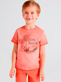 T-shirt "live simply" Terracota (Rosa Velho)  para Menino - Mayoral