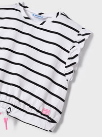 Camiseta riscas Preto (Preto)  para Menina - Mayoral