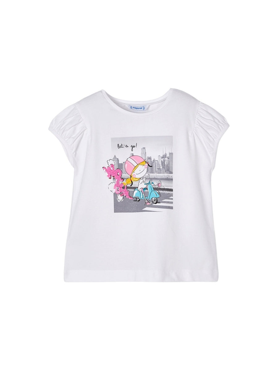 Camiseta manga curta Branco (Branco)  para Menina - Mayoral