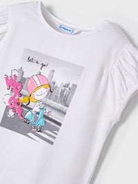 Camiseta manga curta Branco (Branco)  para Menina - Mayoral