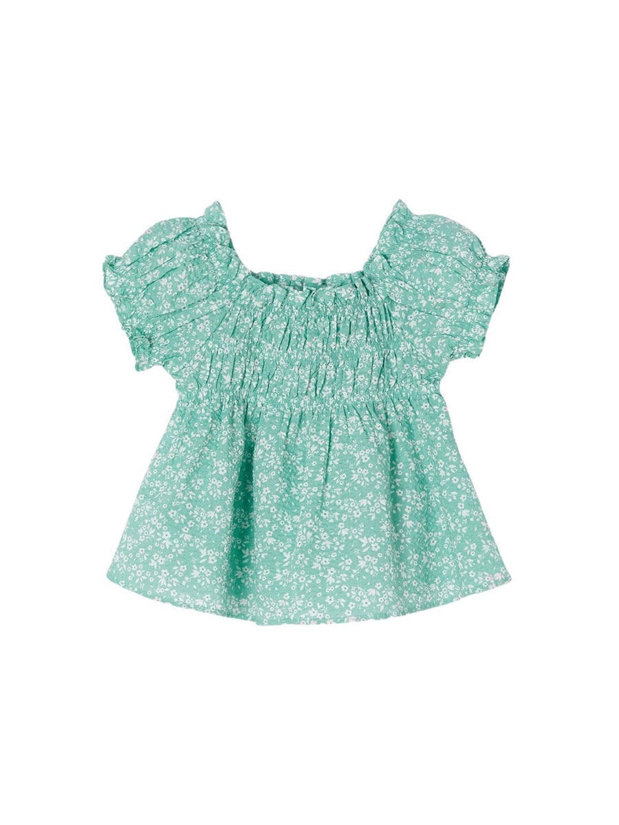 Tunica seersucker estampada Azul jade (Verde Água)  para Menina - Mayoral